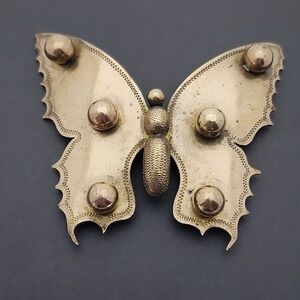 Antique Moth Butterfly Brass Sash Belt Buckle